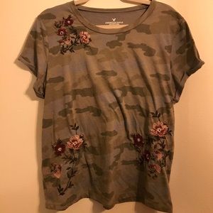 Camo and floral T Shirt